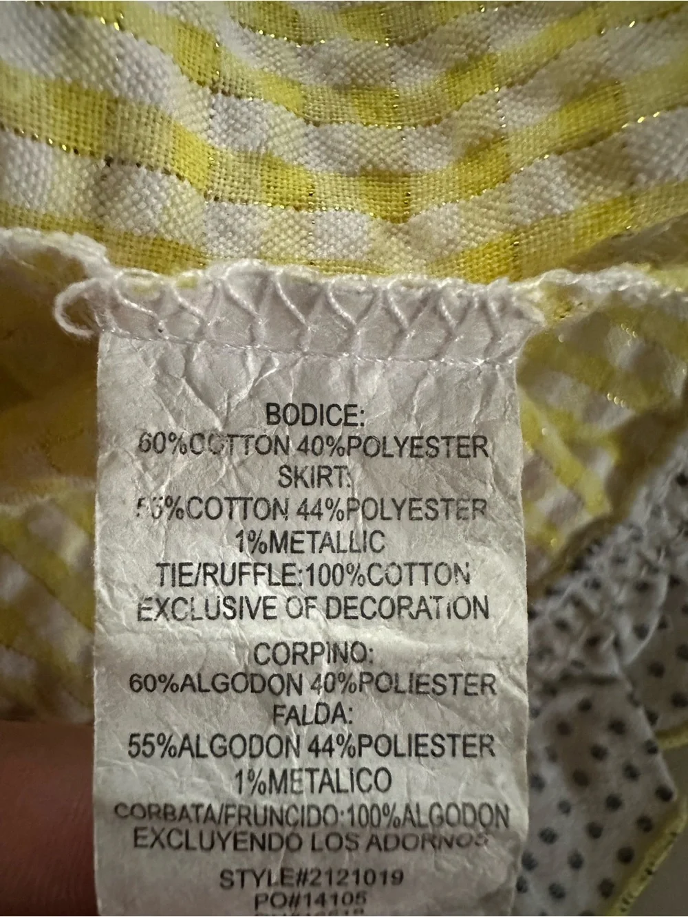 Jenny & Me Girls Size 5 Yellow Gingham Bee Embroidered Ruffle Dress